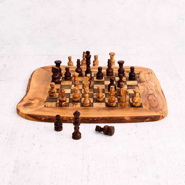 Jeu d'échecs en bois d'olivier – Design italien artisanal