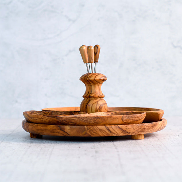 Coffret Apericena – Service à sauces et confitures au bois d'olivier