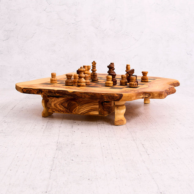 Jeu d'échecs en bois d'olivier – Chef-d'œuvre artisanal italien